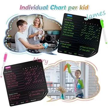 Magnetic Chore Chart for Kids, 4 Pcs Dry Erase Behavior Charts and 6 Colored Markers with Eraser Caps with 1 Eraser, Reward Chart for Multiple Kids Teens Adults Family, Chores Chart for Kids (Black)