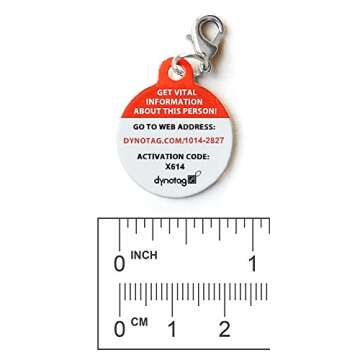 Dynotag Smart Medical ID Tag with Lifetime Service and Clasp