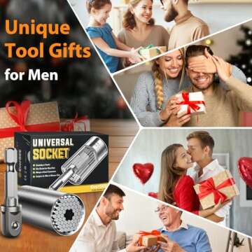 Universal Socket Tool Gifts for Men Stocking Stuffers for Men Dad Adults, Super Grip Socket Power Dr...