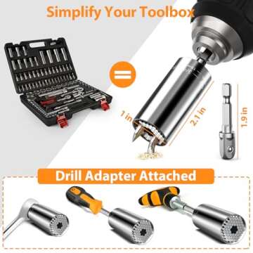 Universal Socket Tool Gifts for Men Stocking Stuffers for Men Dad Adults, Super Grip Socket Power Drill Adapter, Christmas Gadgets Birthday for Husband Him Boyfriends Women Who Have Everthing