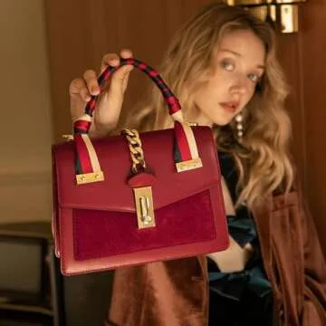 LA FESTIN Leather Crossbody Handbags for Women: Red Small Designer Shoulder Bag Satchel Purses with ...