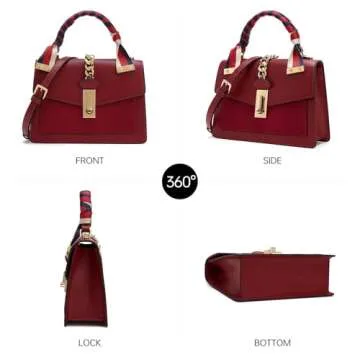 LA FESTIN Leather Crossbody Handbags for Women: Red Small Designer Shoulder Bag Satchel Purses with Detachable Strap - Suitable for Travel Daily Occasions