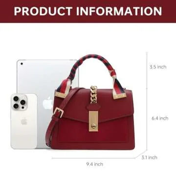 LA FESTIN Leather Crossbody Handbags for Women: Red Small Designer Shoulder Bag Satchel Purses with Detachable Strap - Suitable for Travel Daily Occasions