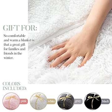 Coolplus Shaggy Weighted Blanket 15lb for Adult, Soft Long Fur and Warm Sherpa Reverse Heavy Throw Blankets for Bed, Couch, Snug Sleeping, Gift for Mom, 48x72 Inches White