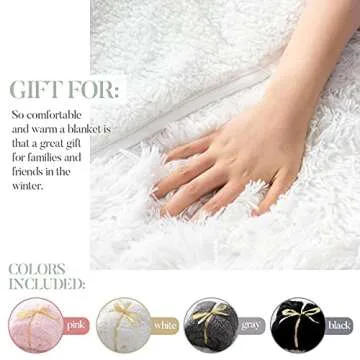 Coolplus Shaggy Weighted Blanket 15lb for Adult, Soft Long Fur and Warm Sherpa Reverse Heavy Throw Blankets for Bed, Couch, Snug Sleeping, Gift for Mom, 48x72 Inches White