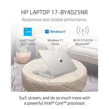 HP 17 Laptop PC, 11 Generation Intel Core, 4 GB RAM, 256 GB SSD, UHD Graphics, 17.3" HD+ Display, Windows 11 Home, Wi-Fi & Bluetooth Combo, 7 Ports, Long Battery Life, HD Webcam (17-by4025nr, 2022)