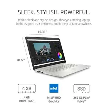 HP 17 Laptop PC, 11 Generation Intel Core, 4 GB RAM, 256 GB SSD, UHD Graphics, 17.3" HD+ Display, Windows 11 Home, Wi-Fi & Bluetooth Combo, 7 Ports, Long Battery Life, HD Webcam (17-by4025nr, 2022)