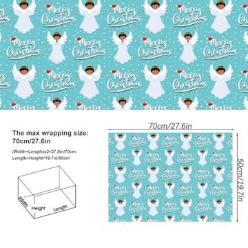 Dtiafu African American Christmas Wrapping Paper Black Santa Gift Wrap Paper Bulk Cute Xmas Designs for Black People Holiday Birthday - 20 x 28 Inch Per Sheet (8 Sheet)