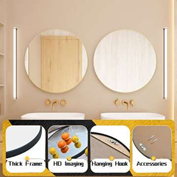 Beauty4U 16" Round Wall Mirror - Durable & Stylish Decor