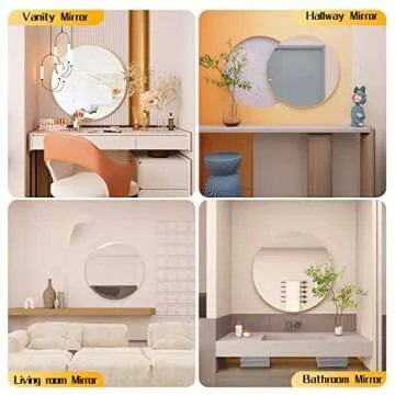 Beauty4U 16" Round Wall Mirror - Durable & Stylish Decor