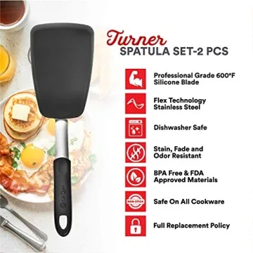 UpGood Silicone Turner Set of 2 - Nonstick Kitchen Utensils