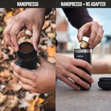 WACACO Nanopresso Portable Espresso Maker Bundled with NS Adapter, Compatible with NS Capsules and G...