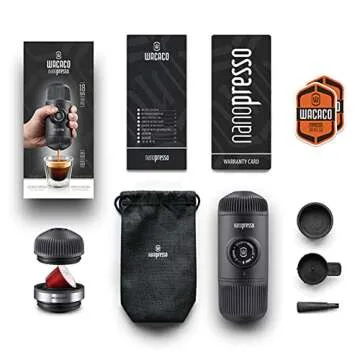 WACACO Nanopresso Portable Espresso Maker Bundled with NS Adapter, Compatible with NS Capsules and Ground Coffee, Manually Travel Coffee Machine Set, Perfect for Camping