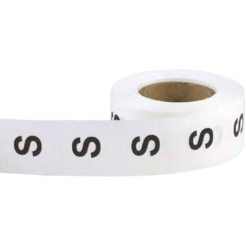 Clear Circle Small S Clothing Size Stickers for Retail Apparel - 500 Total 0.75 Inch Adhesive Labels