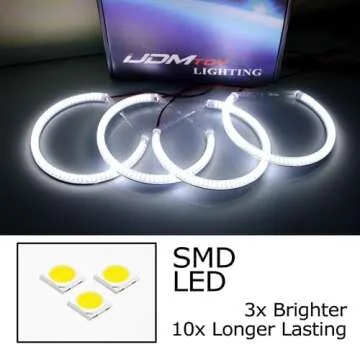 iJDMTOY 7000K Xenon White 264-SMD LED Angel Eyes Halo Ring Lighting Kit Compatible With BMW E36 E46 3 Series E39 5 Series E38 7 Series (Fit Xenon Trim ONLY)
