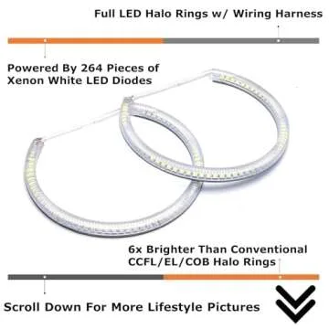 iJDMTOY 7000K Xenon White 264-SMD LED Angel Eyes Halo Ring Lighting Kit Compatible With BMW E36 E46 3 Series E39 5 Series E38 7 Series (Fit Xenon Trim ONLY)