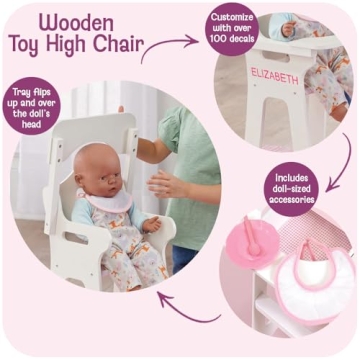 Badger Basket Wooden Doll High Chair for 18-Inch Dolls