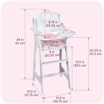 Badger Basket Wooden Doll High Chair for 18-Inch Dolls