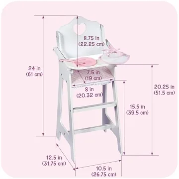 Badger Basket Wooden Doll High Chair for 18-Inch Dolls