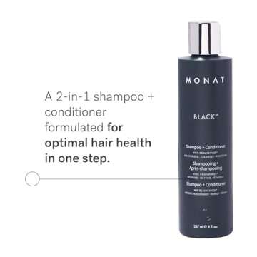 MONAT Black Shampoo + Conditioner – A 2-in-1 Formula for Optimal Hair Care in One Step – Cleanse...