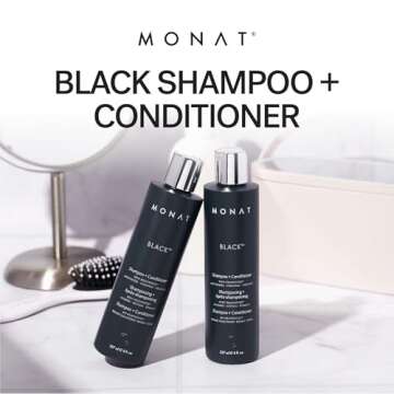 MONAT Black Shampoo + Conditioner – Dual Action Hair Care