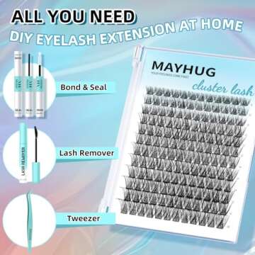 Mayhug Lash Extension Kit 144Pcs Lash Clusters Kit Wispy Eyelash Extensions 8-18MM Individual Lashes...