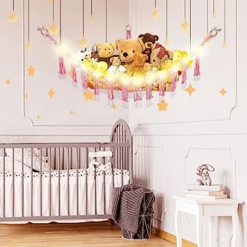 CERETIA Cute Stuffed Animal Hammock with Lights for Kids
