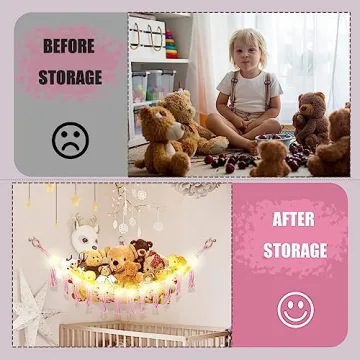 CERETIA Cute Stuffed Animal Hammock with Lights for Kids