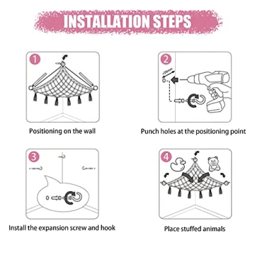 CERETIA Cute Stuffed Animal Hammock with Lights for Kids