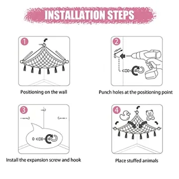 CERETIA Cute Stuffed Animal Hammock with Lights for Kids