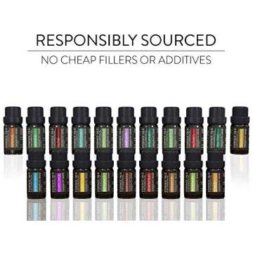 Aromatherapy Essential Oil Diffuser Gift Set - 400ml Ultrasonic Diffuser with 20 Essential Plant Oils - 4 Timer & 7 Ambient Light Settings - Therapeutic Grade