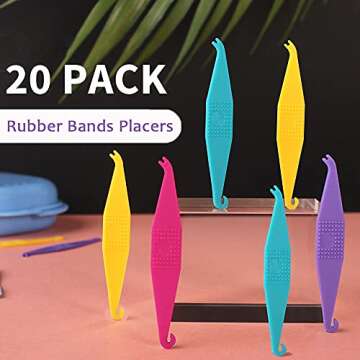 20 Pack Braces Rubber Band Tool Dental Elastic Rubber Bands Placers for Braces Disposable Plastic Or...