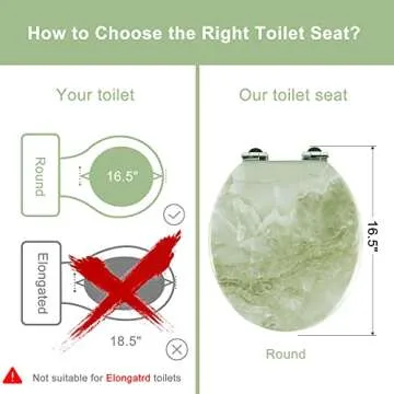 Angel Shield Marble Toilet Seat Durable Molded Wood with Quiet Close, Easy Clean, Quick-Release Hing...