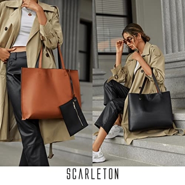 Stylish SCARLETON Reversible Leather Tote Bag for Women
