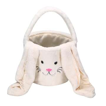 E-FirstFeeling Plush Easter Bunny Basket Easter Basket for Kids Easter Egg Hunt Basket Bunny Bucket ...