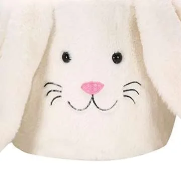 E-FirstFeeling Plush Easter Bunny Basket Easter Basket for Kids Easter Egg Hunt Basket Bunny Bucket Tote for Easter Candy Presents (Plush-White)