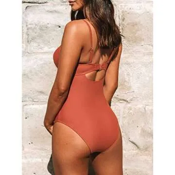 CUPSHE One Piece Swimsuit for Women Bathing Suits Twist Front Cutout Adjustable Straps Ruched Swimwe...