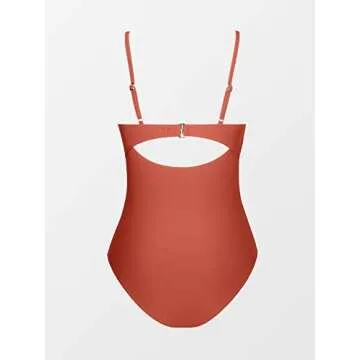 CUPSHE One Piece Swimsuit for Women Bathing Suits Twist Front Cutout Adjustable Straps Ruched Swimwear M,Mecca Orange