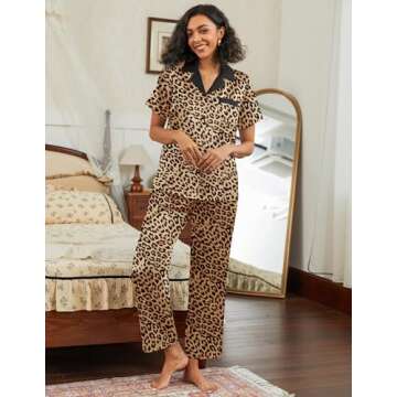 Ekouaer Satin Pajamas Set for Women - Stylish Silk Button Down Nightwear