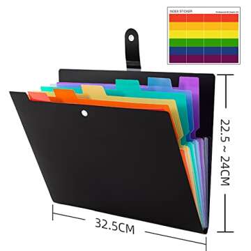 OSIMIG 10 Pack Expanding File Folders, 7 Pocket Folder Organizer, A4 Letter Size, Multicolor
