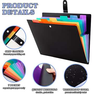OSIMIG 10 Pack Expanding File Folders, 7 Pocket Folder Organizer, A4 Letter Size, Multicolor