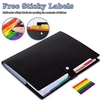OSIMIG 10 Pack Expanding File Folders, 7 Pocket Folder Organizer, A4 Letter Size, Multicolor