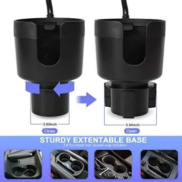 Beeyonto Car Cup Holder Expander Adapter with Phone Holder 360° Rotation