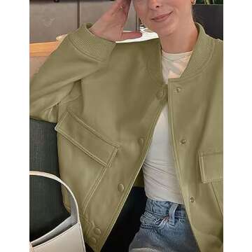 Stylish Tiko Miko Women’s Cropped Bomber Jacket with Pockets