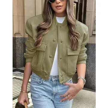 Stylish Tiko Miko Women’s Cropped Bomber Jacket with Pockets