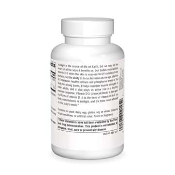 Source Naturals Vitamin D-3, Bioactive Form for Bone & Immune Health*, 2000 IU - 200 Capsules