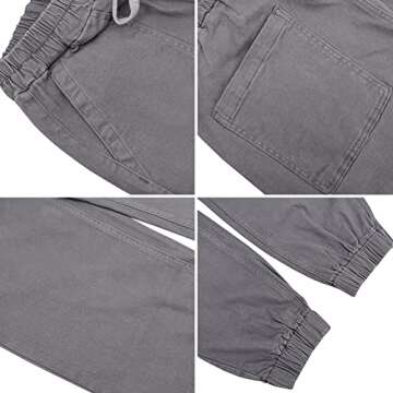 LONGYIDA Jean Joggers for Women Stretchy High Waisted Drawstring Elastic Waist Jeans Casual Loose Denim Joggers Pants(Grey,M)