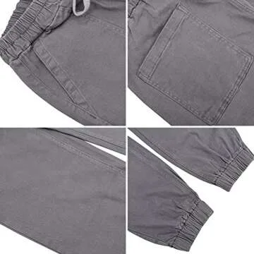 LONGYIDA Jean Joggers for Women Stretchy High Waisted Drawstring Elastic Waist Jeans Casual Loose Denim Joggers Pants(Grey,M)