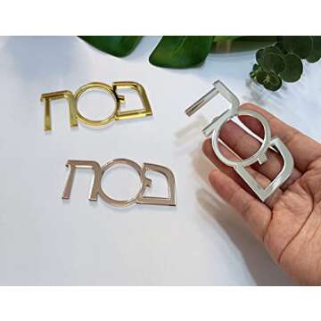 Set of 10 Acrylic Napkin Rings,Disposable Mirrored Napkin Holders for The Pesach Seder,Passover Tabl...