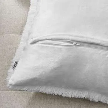 NordECO HOME Luxury Soft Faux Fur Fleece Cushion Cover Pillowcase Spring Decorative Throw Pillows Covers, No Pillow Insert, 18" x 18" Inch, White, 2 Pack